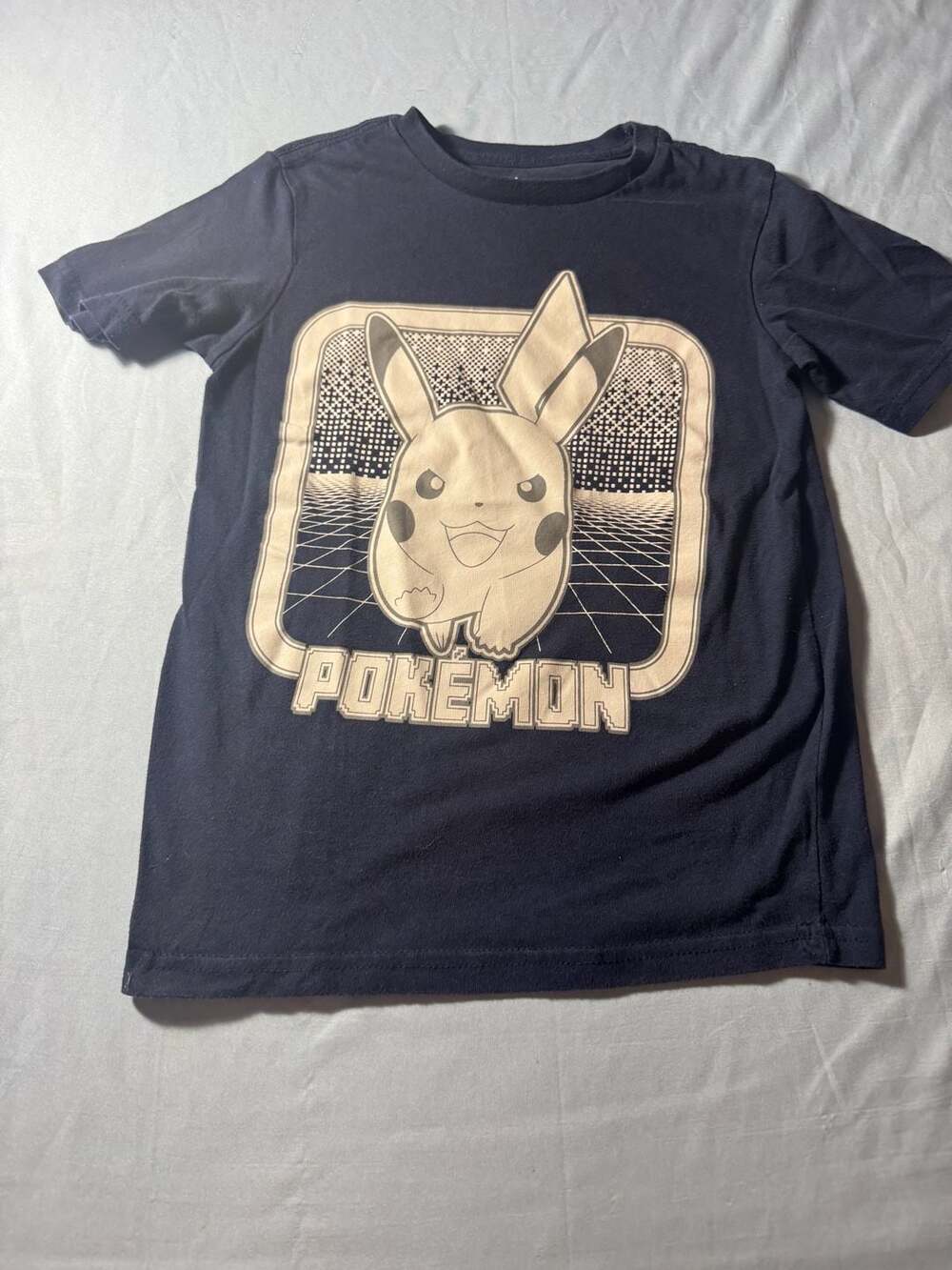 Pokemon Pikachu Retro Print Navy Blue Short Sleeve T-Shirt Size 6/7